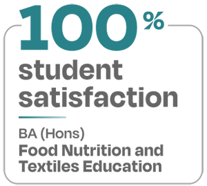 100 percent student satisfaction BA Hons Food Nutrition and Textiles Education