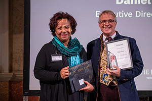 Mark receiving his awards on stage at Wentworth Woodhouse last week during the Heritage Craft Awards 2025 ceremony. Credit: Robert Wade.