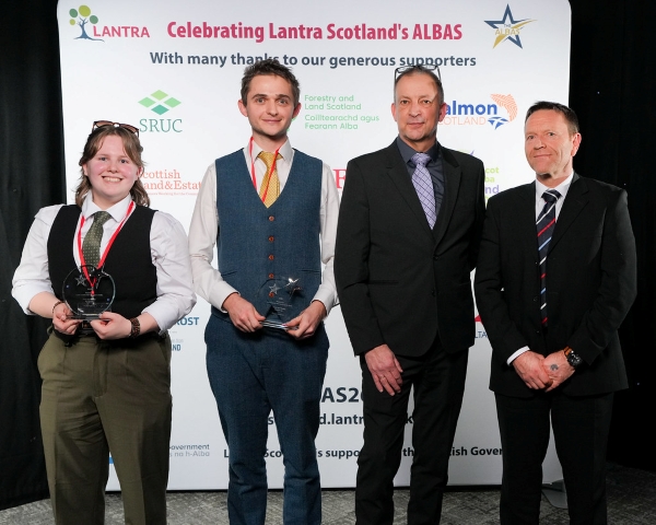 Trees and Timber Runners-up Abi Skidgmore and Daniel Needham with Forestry and Land Scotland staff