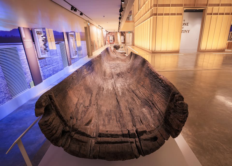A photograph of an ancient boat at Perth Museum A photograph of an ancient boat at Perth Museum