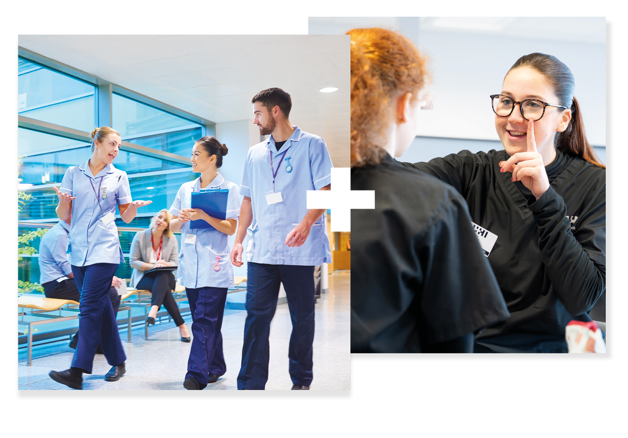 collage of 2 | nurses | optometry student