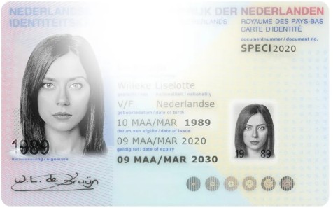 EU ID Card where photo is affected by light glare and not all of the information is clear or legible
