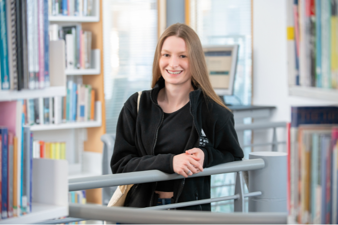 Student in a library